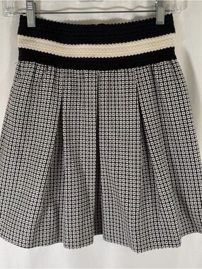 Maeve Anthropologie Skirt Women's XS White Black Zip Back Elastic Waist Pockets